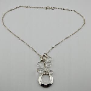 BR Banana Republic Women's Silver Tone Dangle Drop Pendant Necklace On Chain